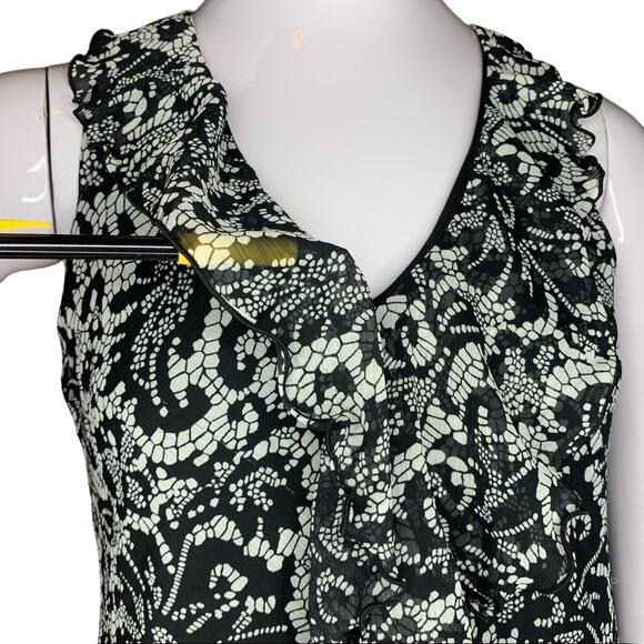 IZ BYER Top Sleeveless Black and White Size S Front Ruffles Lace o… - Picture 3 of 10
